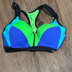 VSX Sport bra blue front zipper clasp Size 34C